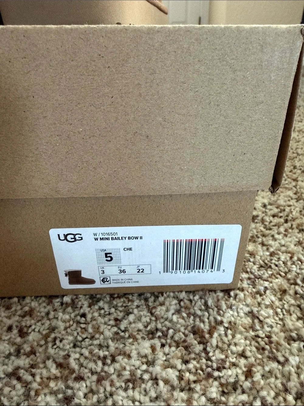 UGG Kids Chestnut Suede Sheepskin Boots with Brown Ribbon